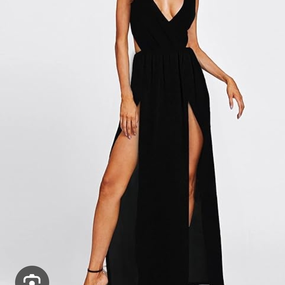 Black Halter Maxi Sundress for Resort Wear